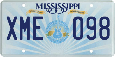 MS license plate XME098