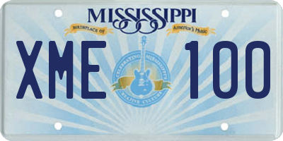 MS license plate XME100