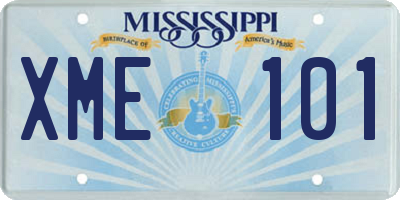 MS license plate XME101