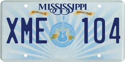 MS license plate XME104
