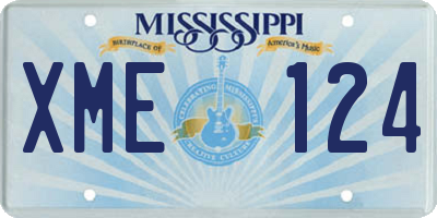 MS license plate XME124