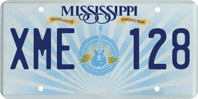 MS license plate XME128