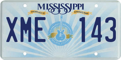 MS license plate XME143