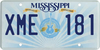 MS license plate XME181