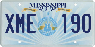 MS license plate XME190