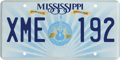 MS license plate XME192