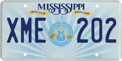 MS license plate XME202