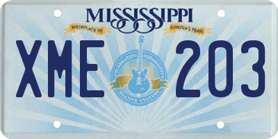 MS license plate XME203