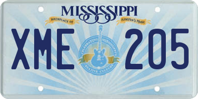 MS license plate XME205