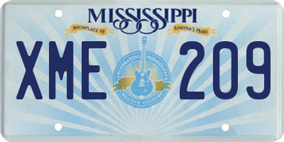 MS license plate XME209