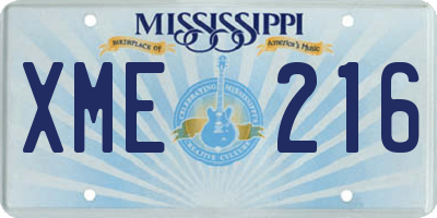 MS license plate XME216