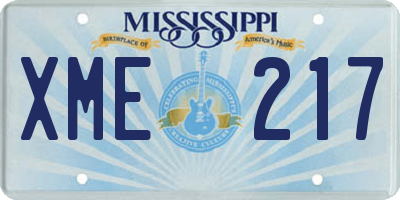 MS license plate XME217