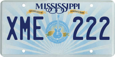 MS license plate XME222