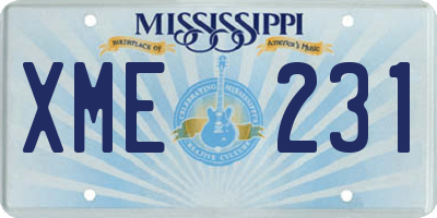 MS license plate XME231
