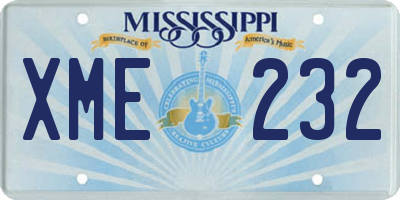 MS license plate XME232