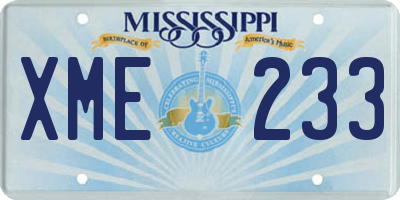 MS license plate XME233