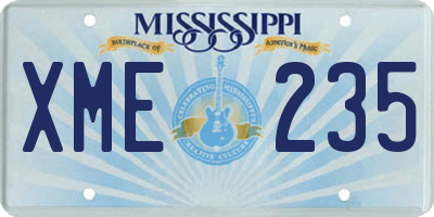 MS license plate XME235