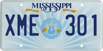 MS license plate XME301
