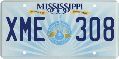MS license plate XME308