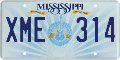 MS license plate XME314