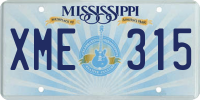 MS license plate XME315