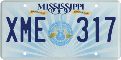 MS license plate XME317