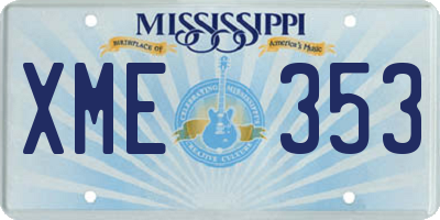 MS license plate XME353