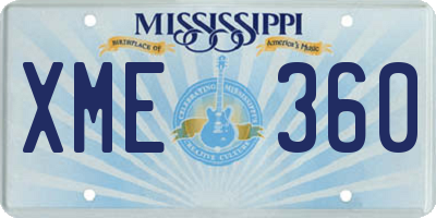 MS license plate XME360
