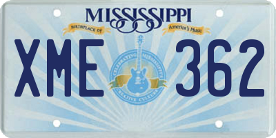 MS license plate XME362