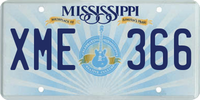 MS license plate XME366