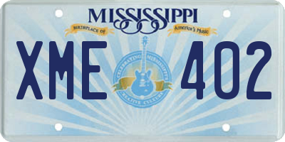 MS license plate XME402