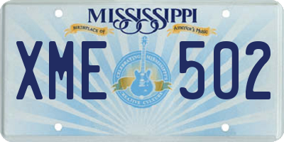 MS license plate XME502