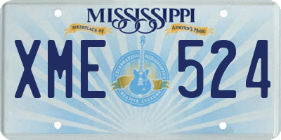 MS license plate XME524