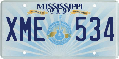 MS license plate XME534