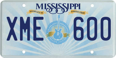 MS license plate XME600