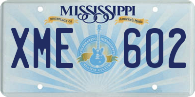 MS license plate XME602