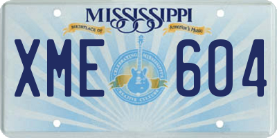 MS license plate XME604