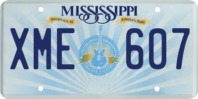 MS license plate XME607
