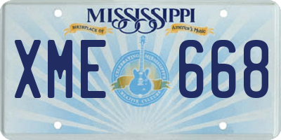 MS license plate XME668