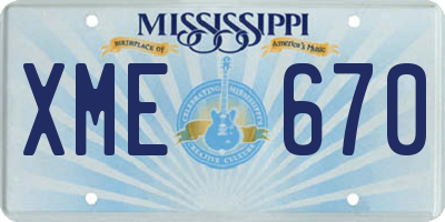 MS license plate XME670