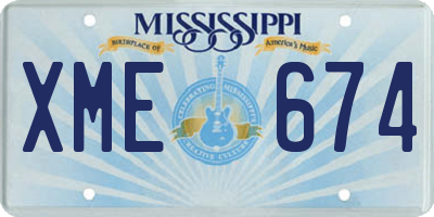MS license plate XME674