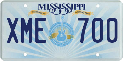 MS license plate XME700