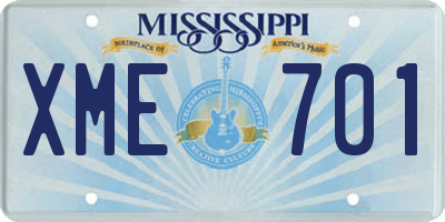 MS license plate XME701