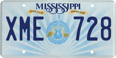 MS license plate XME728