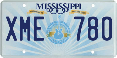 MS license plate XME780