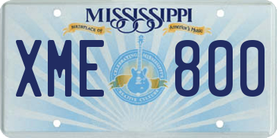 MS license plate XME800