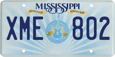 MS license plate XME802