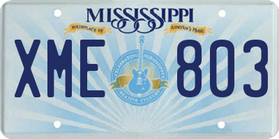 MS license plate XME803