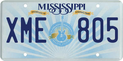 MS license plate XME805
