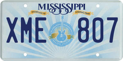 MS license plate XME807